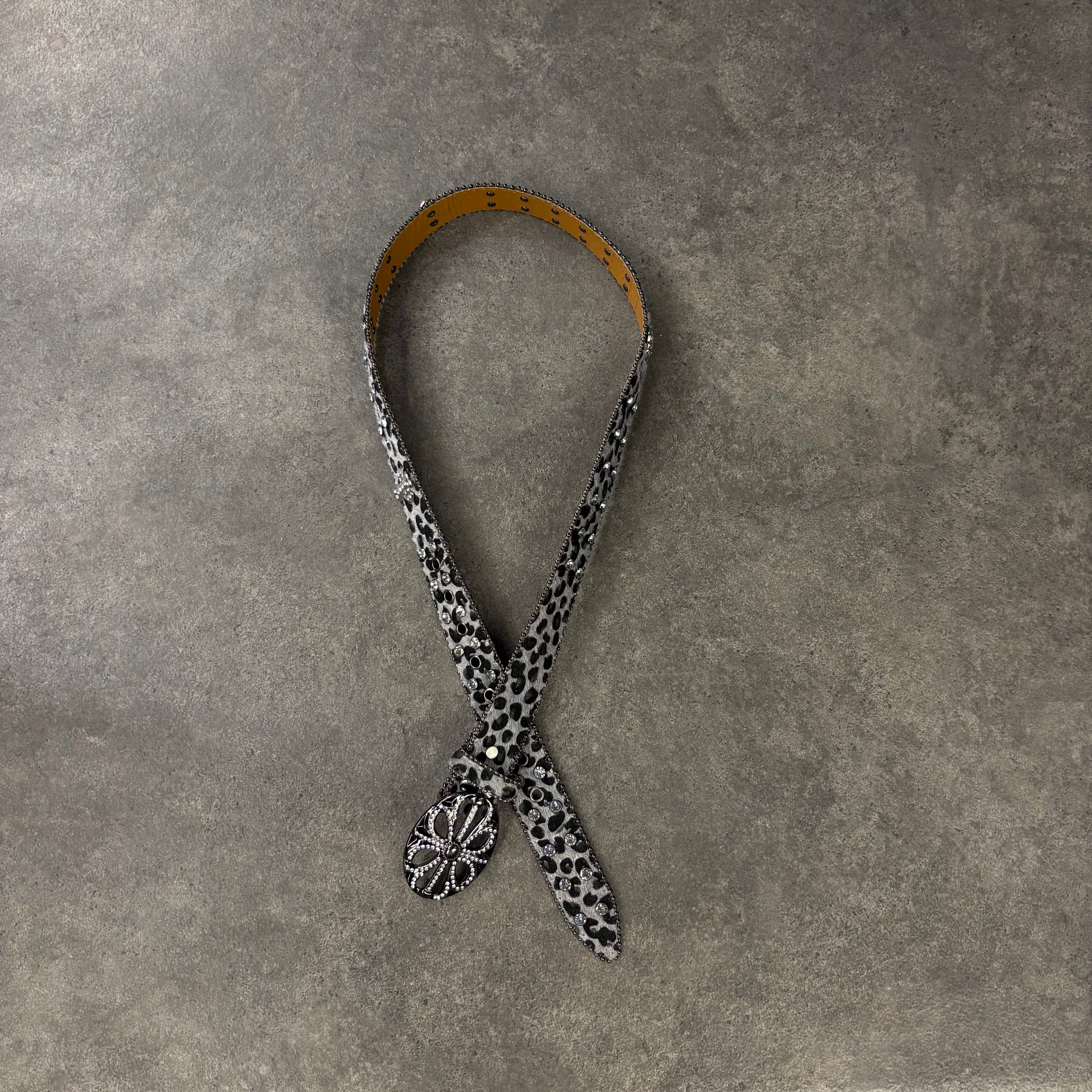 Chrome heart middle cross Diamonds gray belt