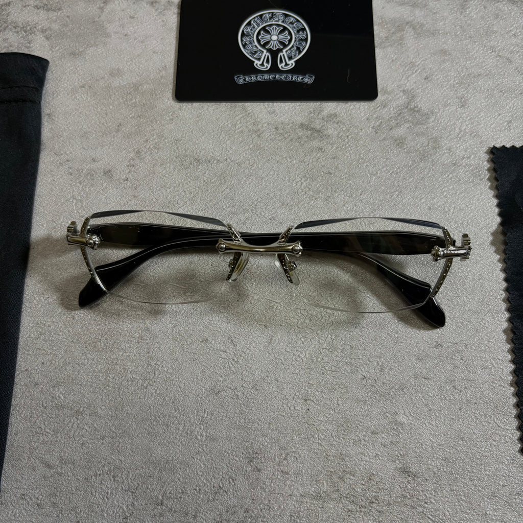 Chrome Hearts rimless Glasses black and silver