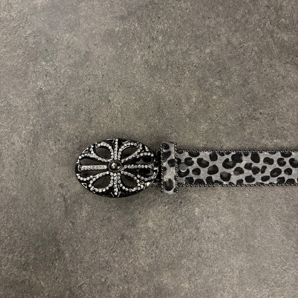 Chrome heart middle cross Diamonds gray belt