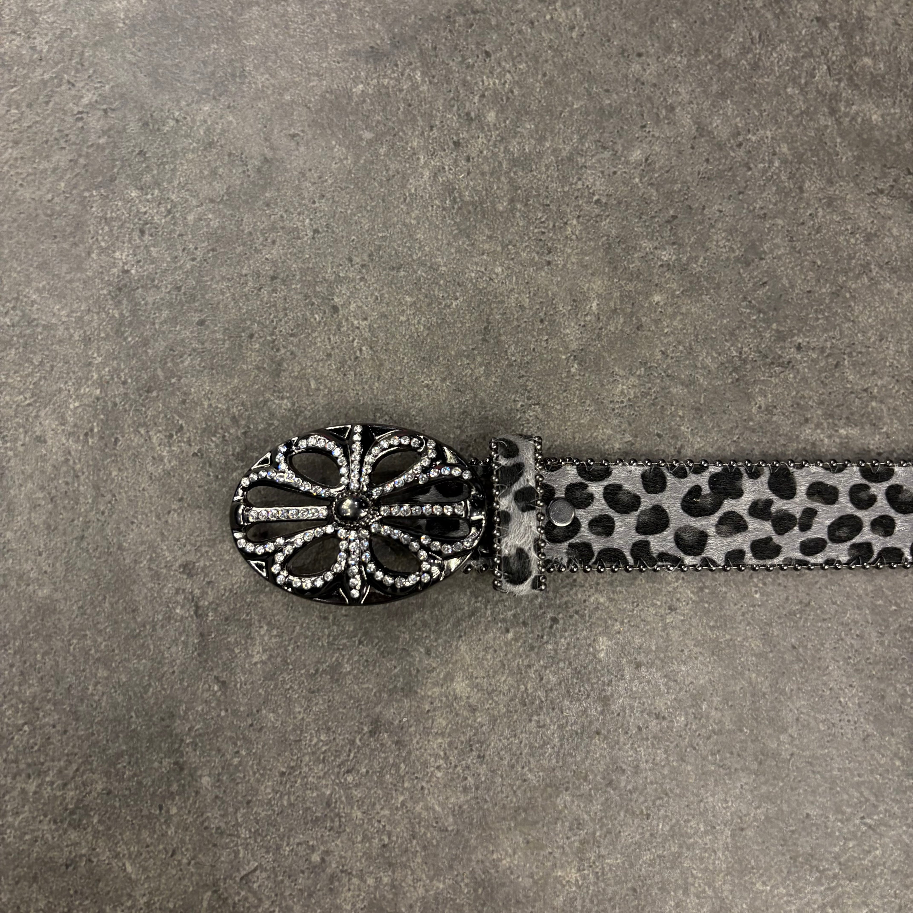 Chrome heart middle cross Diamonds gray belt