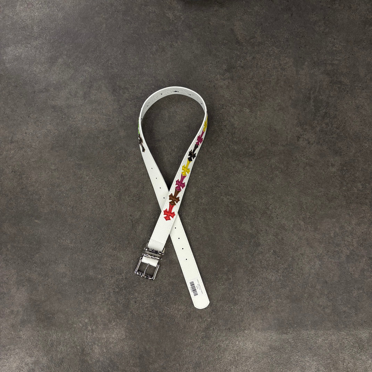 Chrome Hearts multi cross belt white