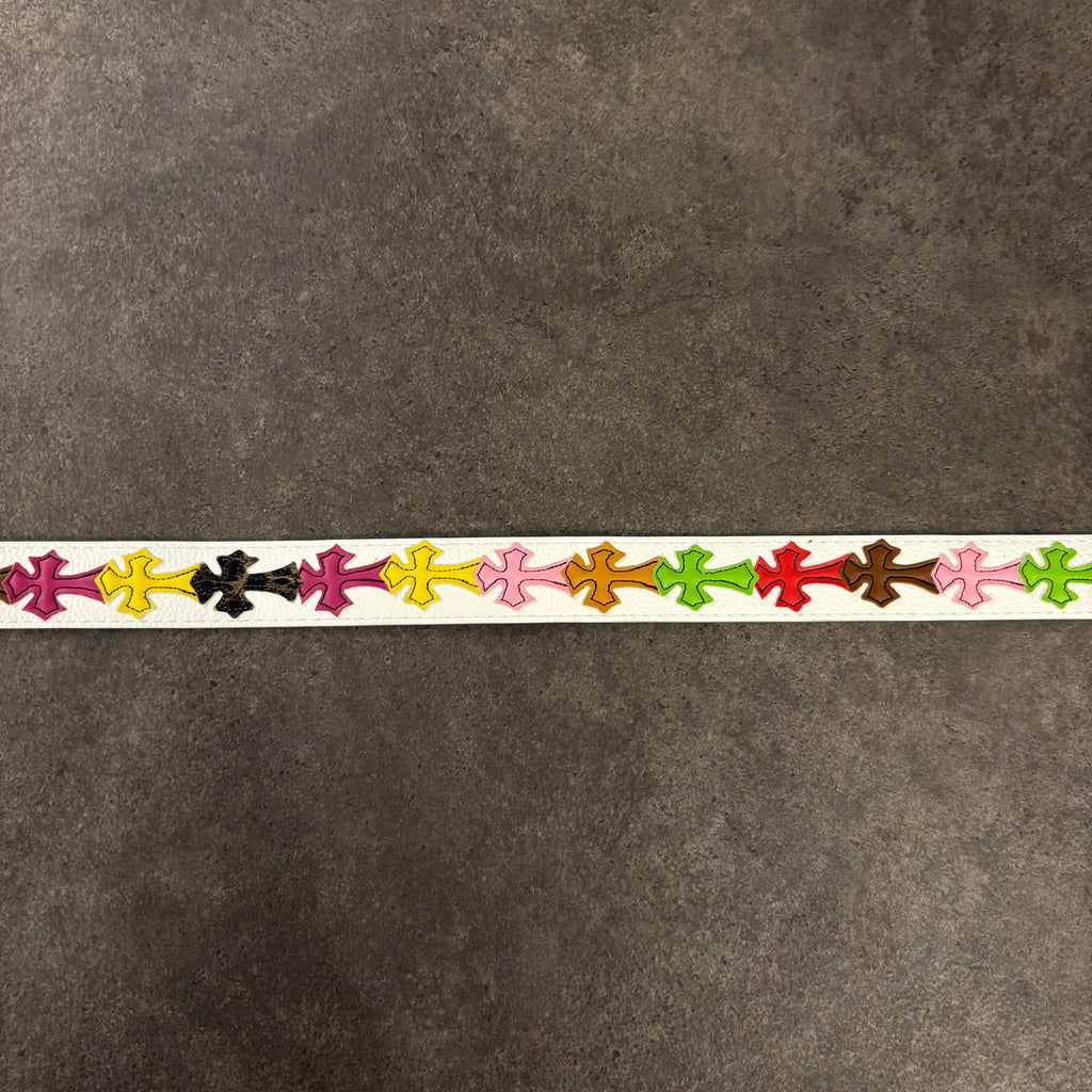 Chrome Hearts multi cross belt white