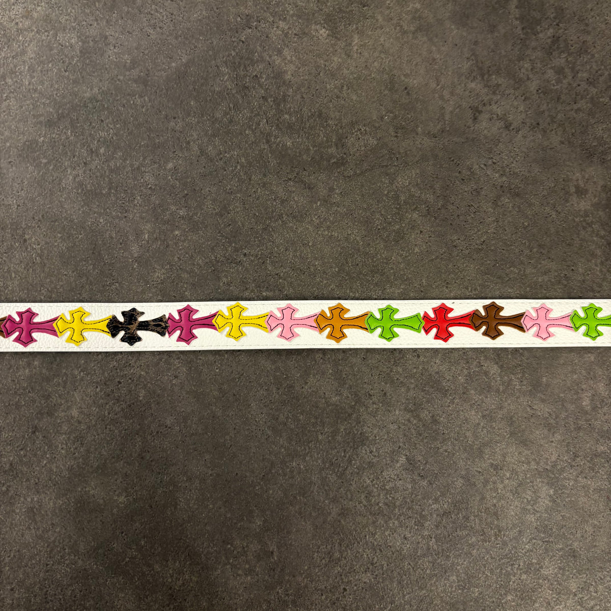 Chrome Hearts multi cross belt white