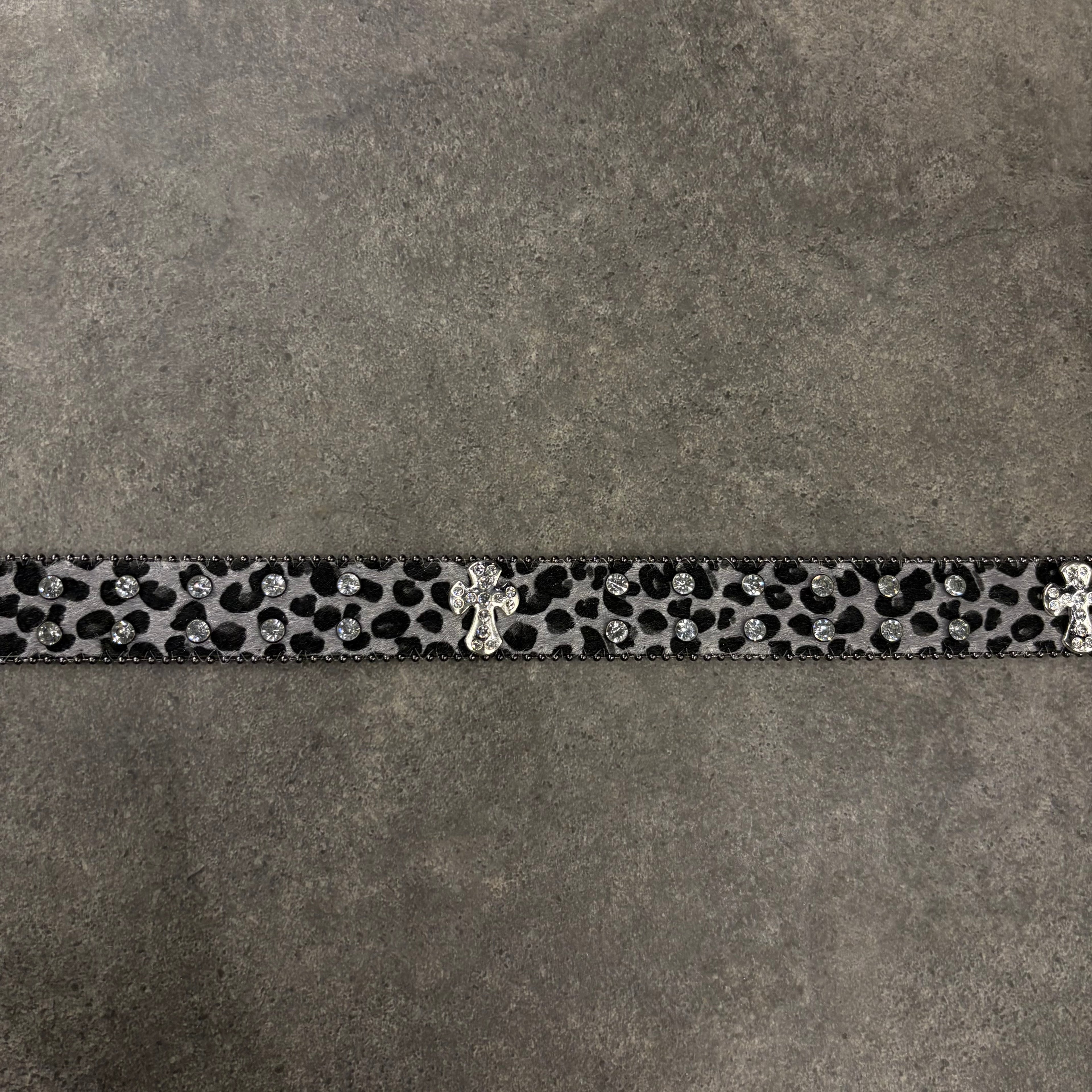Chrome heart middle cross Diamonds gray belt