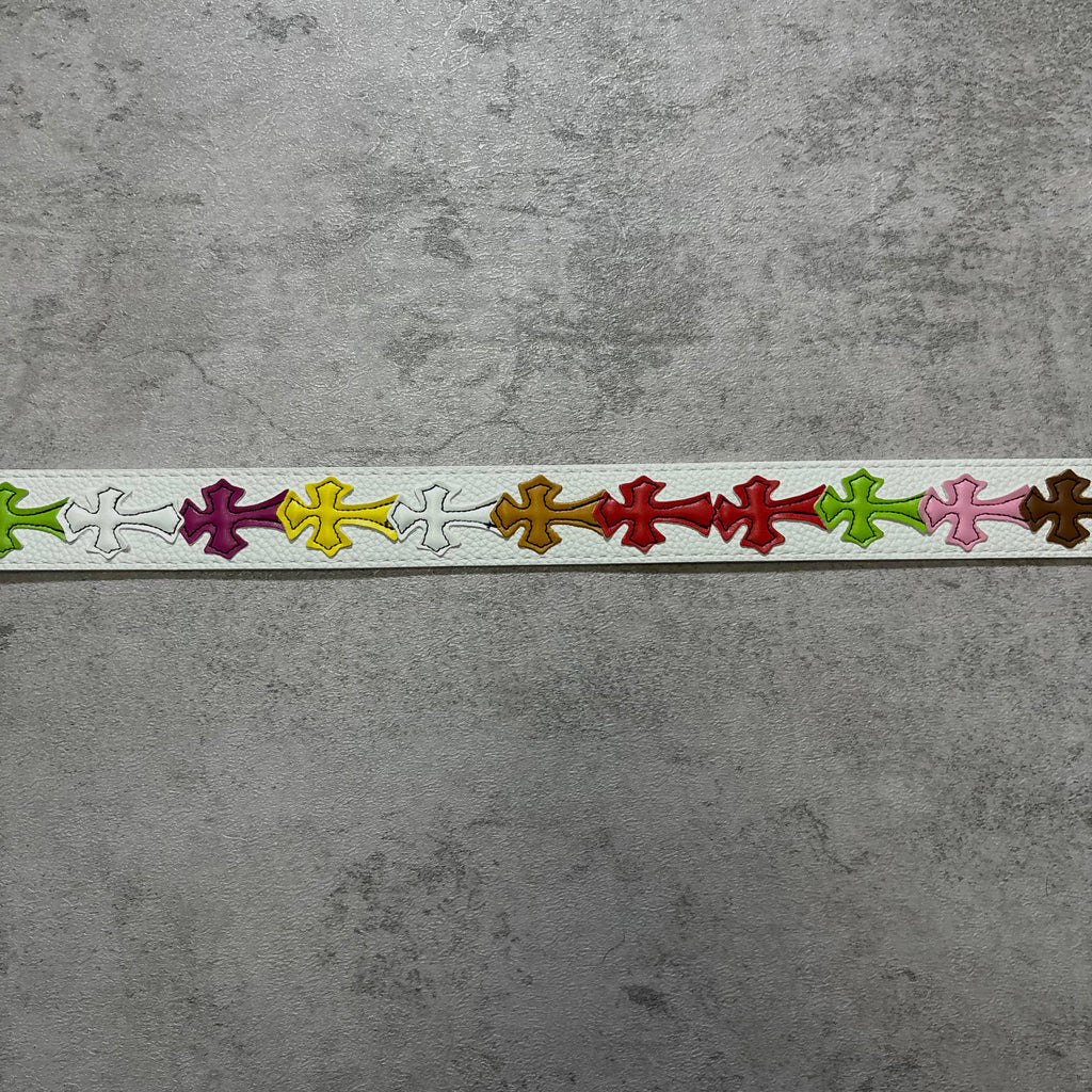 Chrome Hearts multi cross belt white