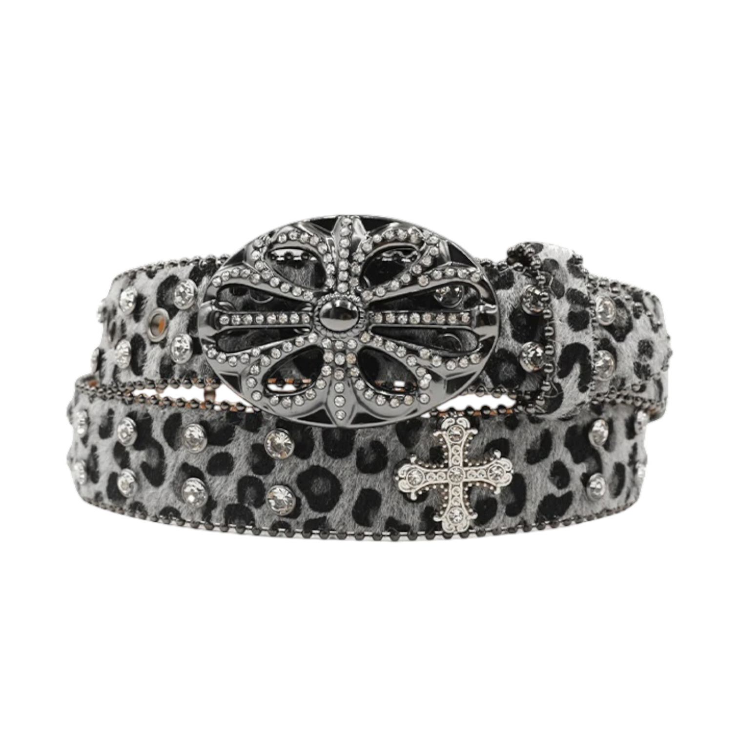 Chrome heart middle cross Diamonds gray belt