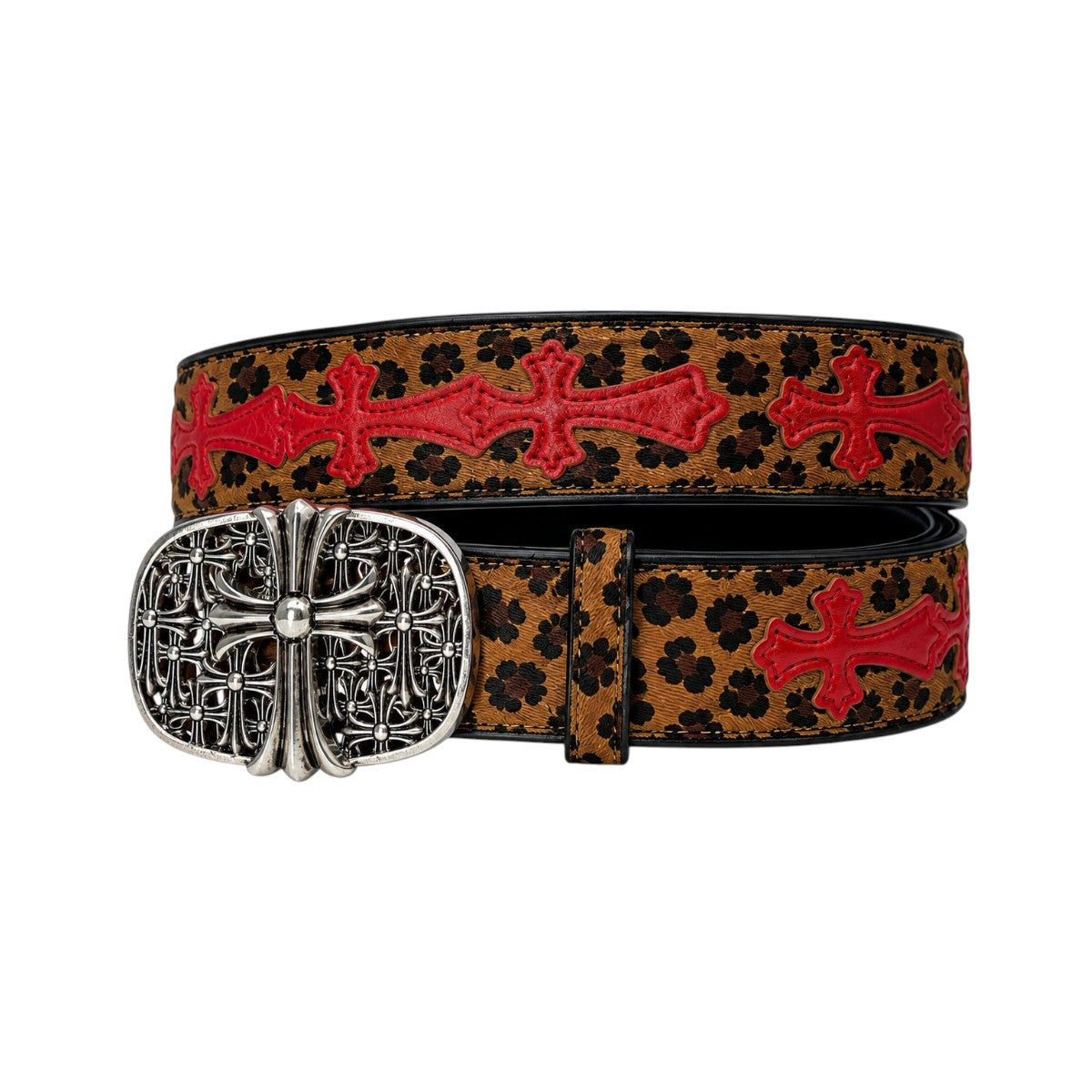 Chrome hearts leopard cross belt